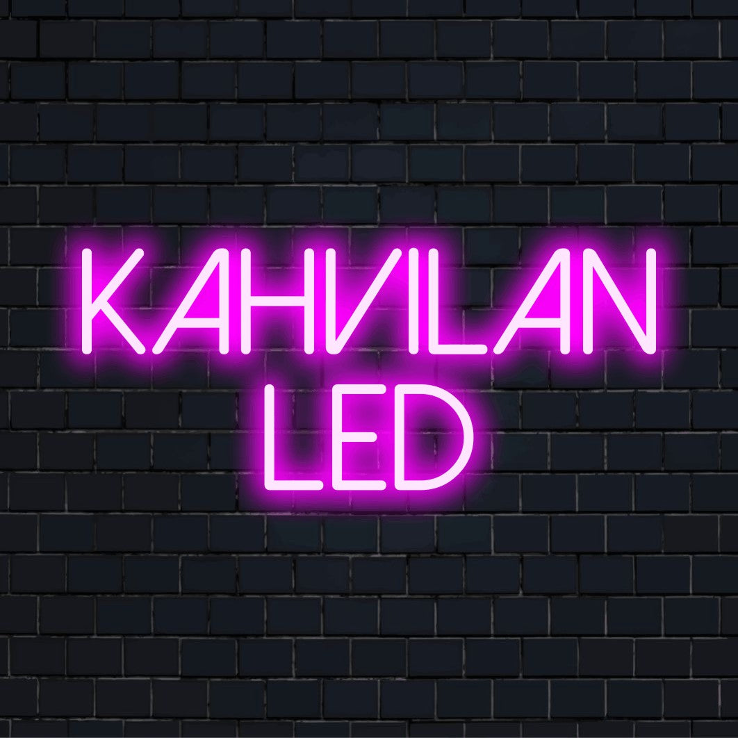 Personoitu LED-logokyltti tekstillä "Kahvilan LED"