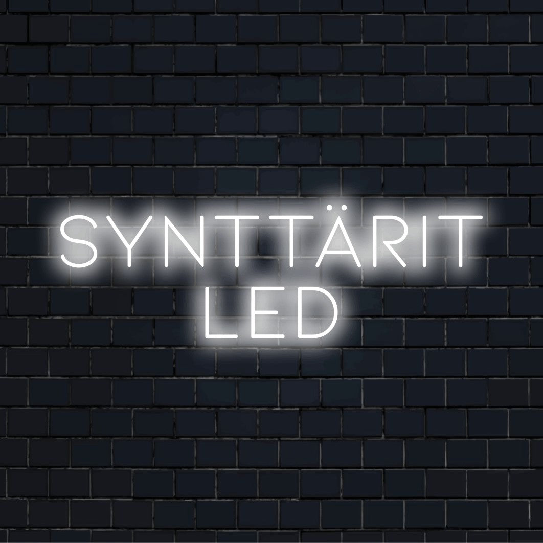 LED-valokyltti tekstillä "Synttärit LED"