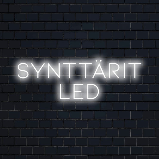 LED-valokyltti tekstillä "Synttärit LED"