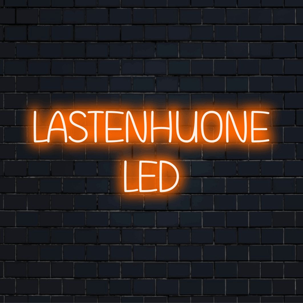 LED-valokyltti tekstillä "Lastenhuone LED"