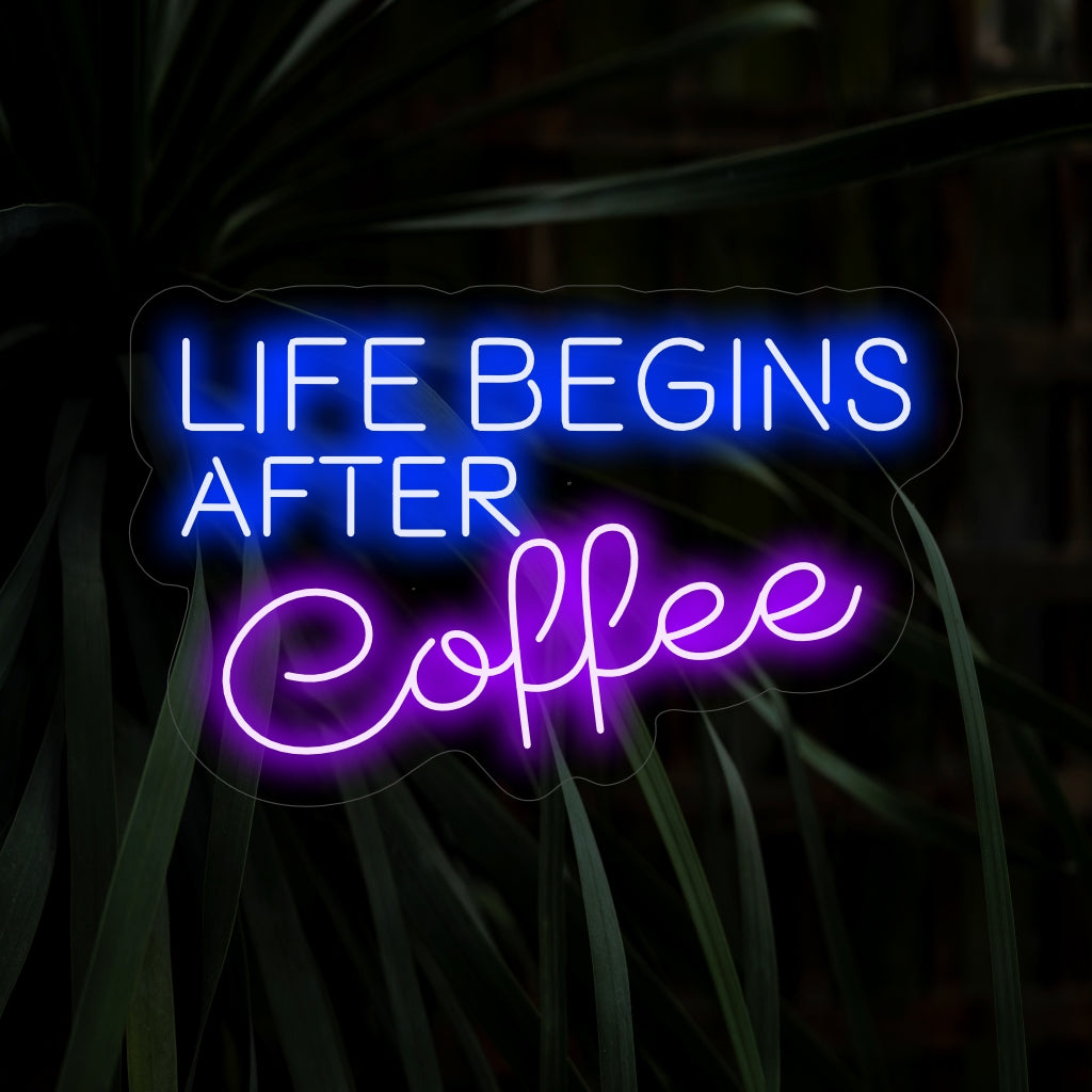 „Das Leben beginnt nach dem Kaffee“ – eine perfekte Ergänzung für Ihre gemütliche Kaffeeecke, die eine warme und einladende Atmosphäre ausstrahlt. Eine Neonlicht-Hommage an die Freude, die mit jedem Schluck Kaffee beginnt.