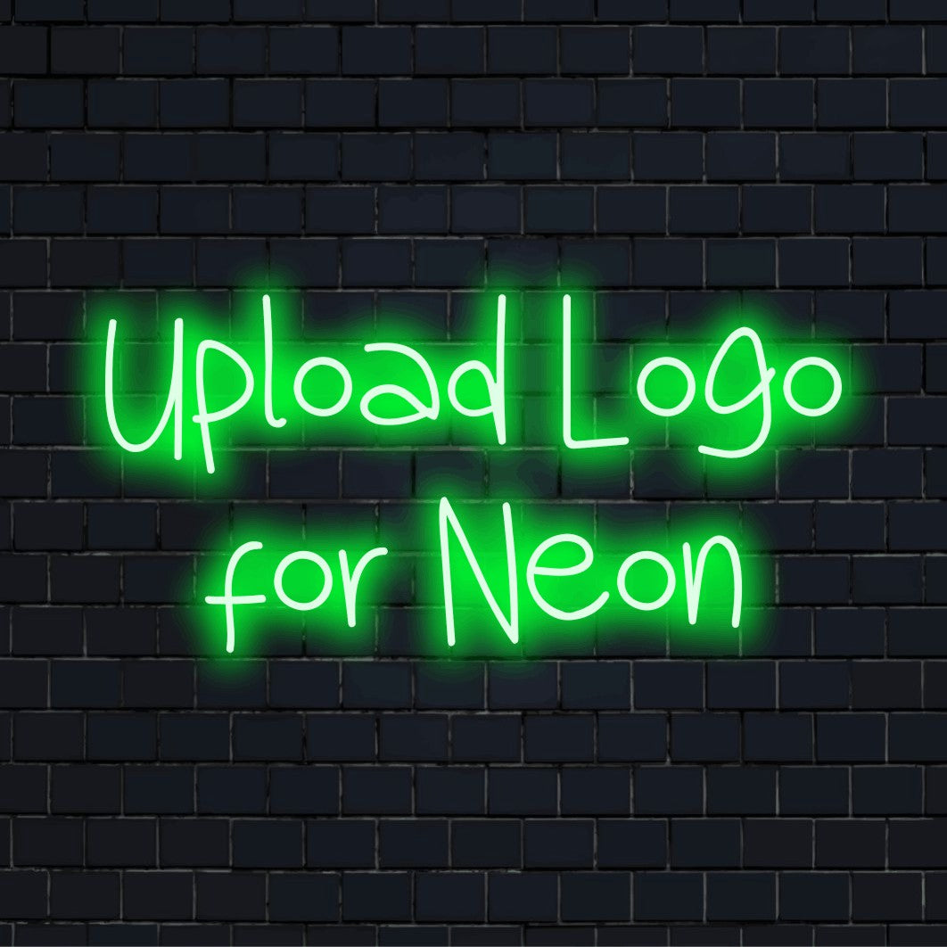 Custom LED neon logo sign with text "Upload Logo for Neon"