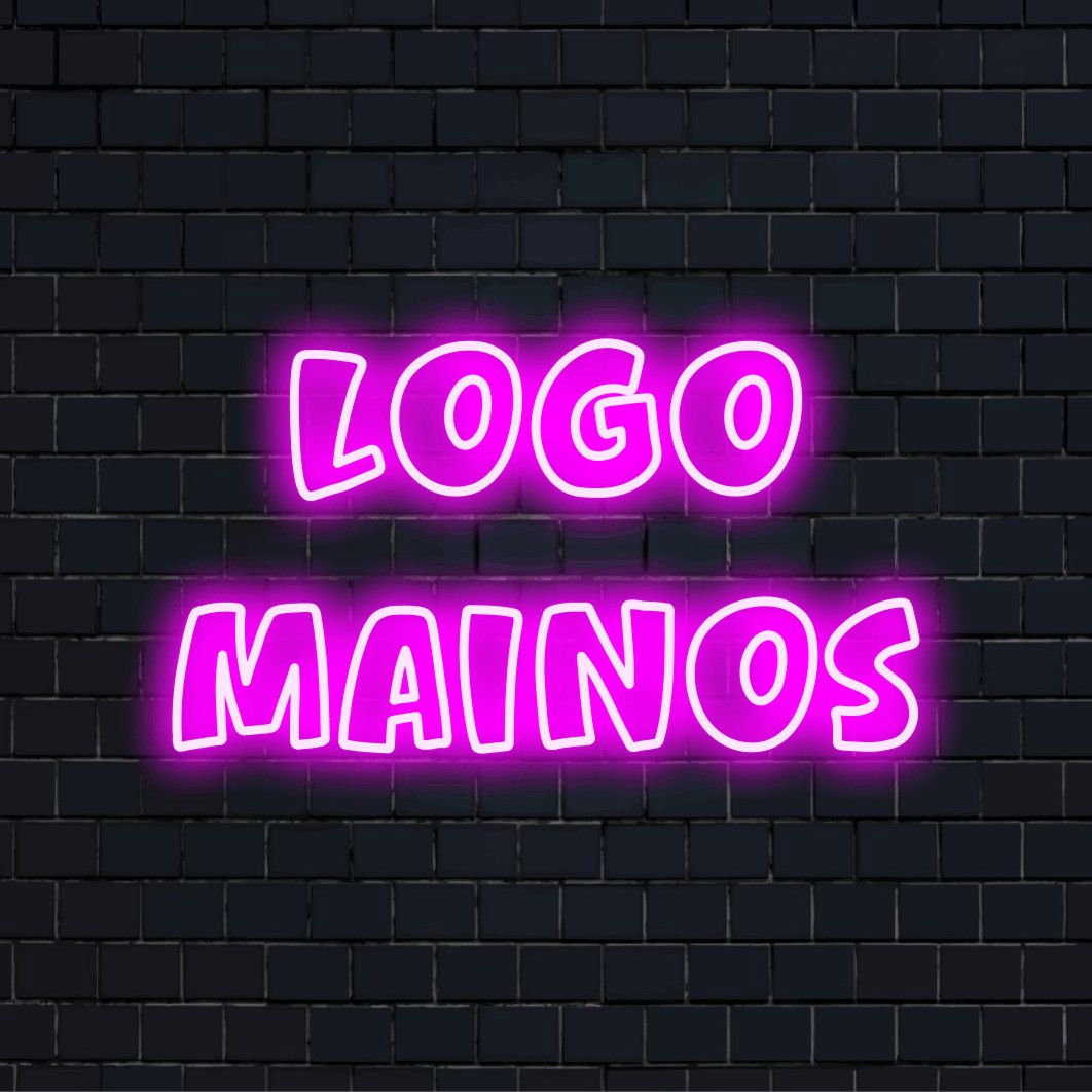 Personoitu LED-logokyltti tekstillä "Logomainos"