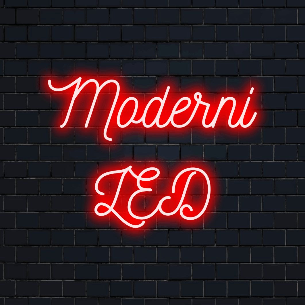 LED-valokyltti tekstillä "Moderni LED"