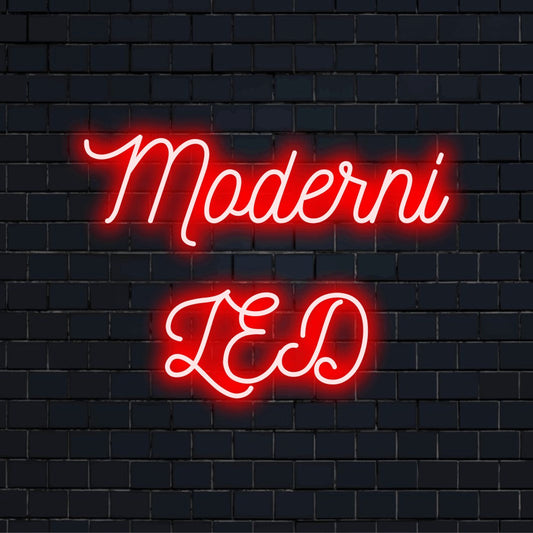 LED-valokyltti tekstillä "Moderni LED"