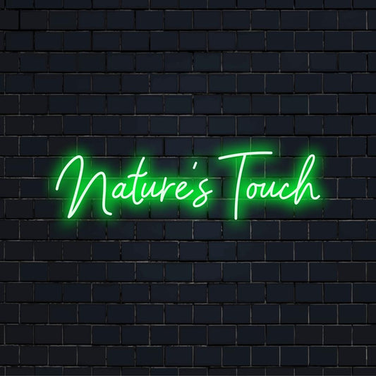 Custom LED neon sign featuring organic-inspired design, highlighting glowing nature theme, perfect for unique lighting decor.