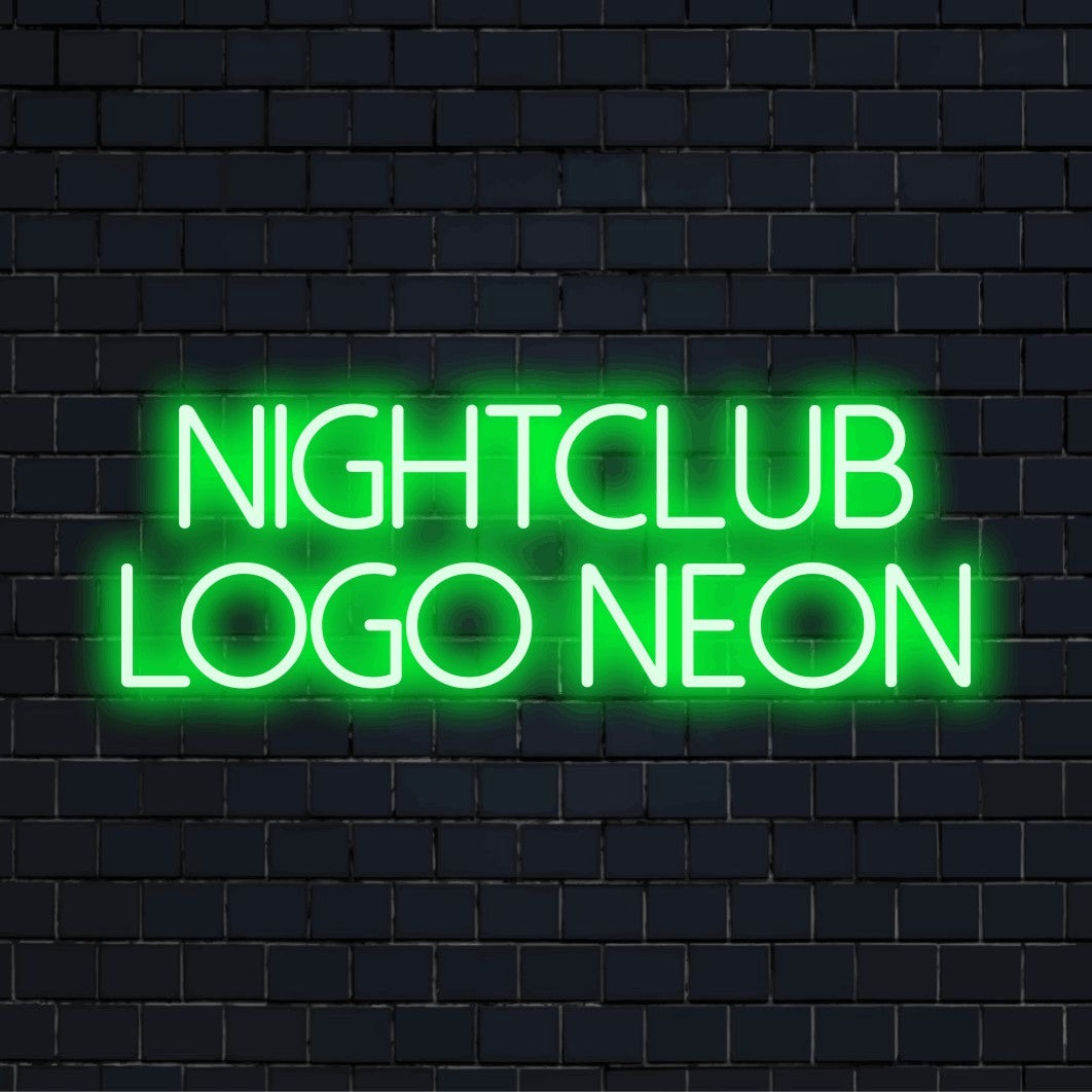 Custom LED neon logo sign with text "Nightclub Logo Neon"