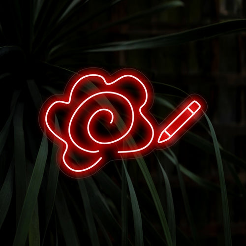 „Bleistift beim Zeichnen – Blumen-Neonschild“ ist eine kreative und künstlerische Ergänzung, perfekt für Räume, die die Schönheit des künstlerischen Prozesses schätzen. Erleuchten Sie mit der Essenz von Kreativität und Blüten!