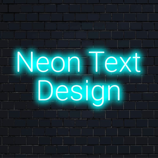 Custom LED neon text sign reading "Neon Text Design"