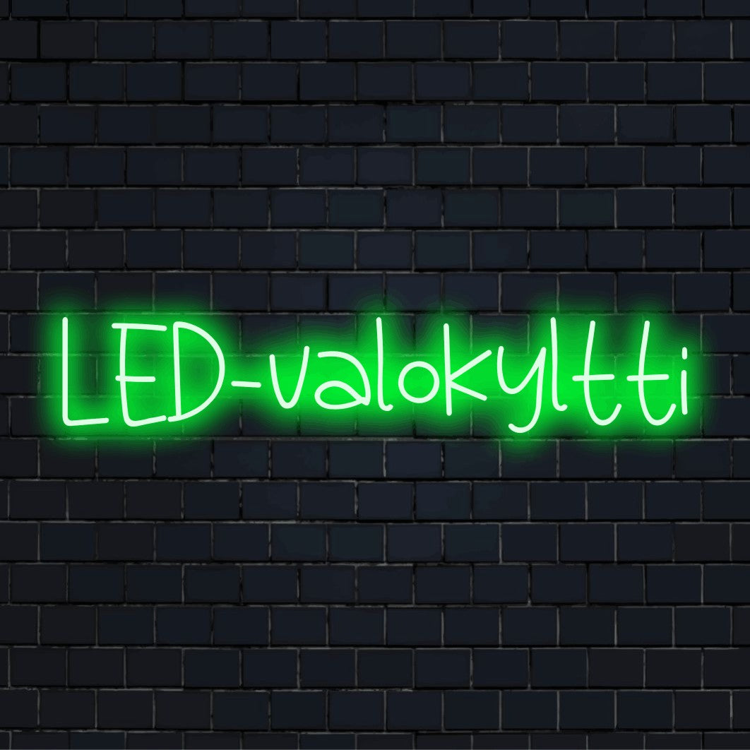 LED-valokyltti tekstillä "LED-valokyltti"