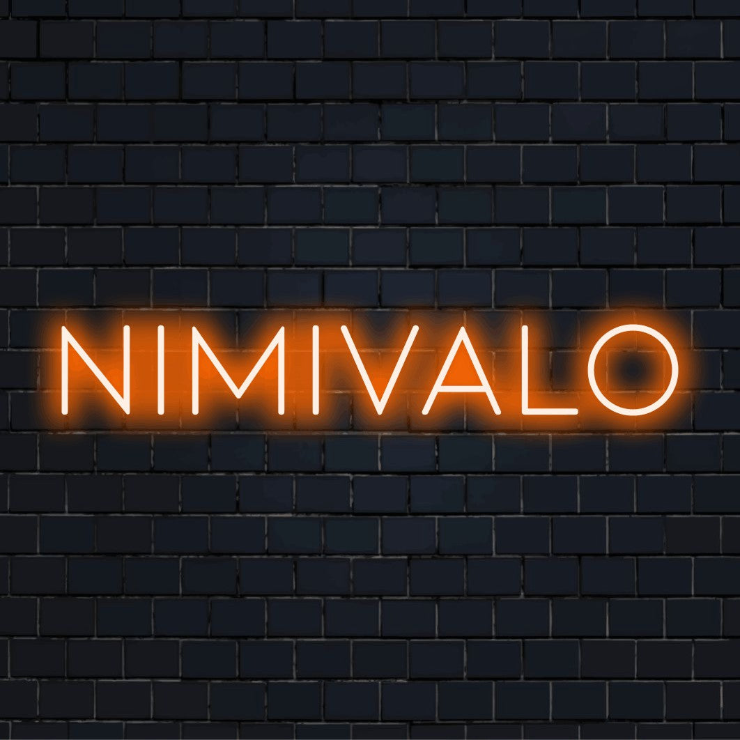 LED-valokyltti tekstillä "Nimivalo"