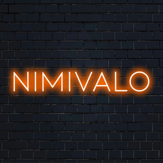 LED-valokyltti tekstillä "Nimivalo"