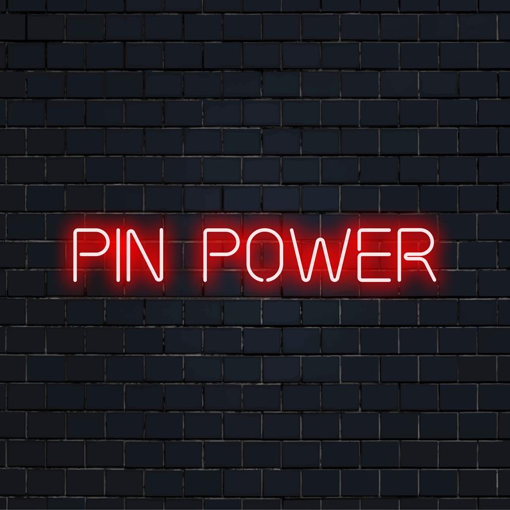 Custom-made LED neon sign featuring Pin Power, perfect for unique decor—elevate any space with this vibrant creation.