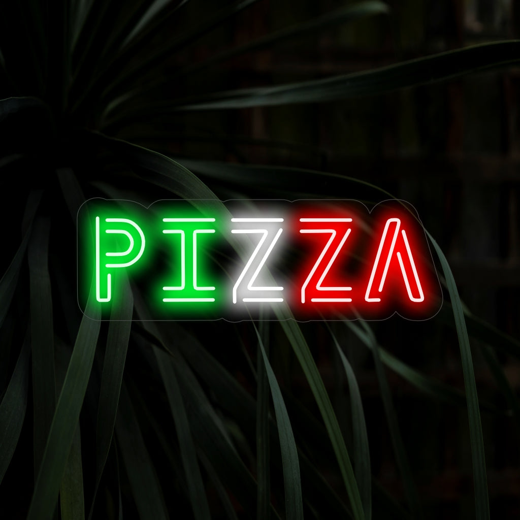 „Pizza Neon Sign“ ist eine köstliche und ikonische Ergänzung für Pizzerien und Pizzaliebhaber. Erleuchten Sie mit dem herzhaften Reiz frisch gebackener Pizza!