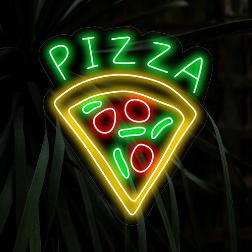 „Pizza Slice Neon Sign“ ist eine köstliche Ergänzung, perfekt für Pizzerien und Pizzaliebhaber. Erleuchten Sie mit dem unwiderstehlichen Charme eines einzelnen Stücks!