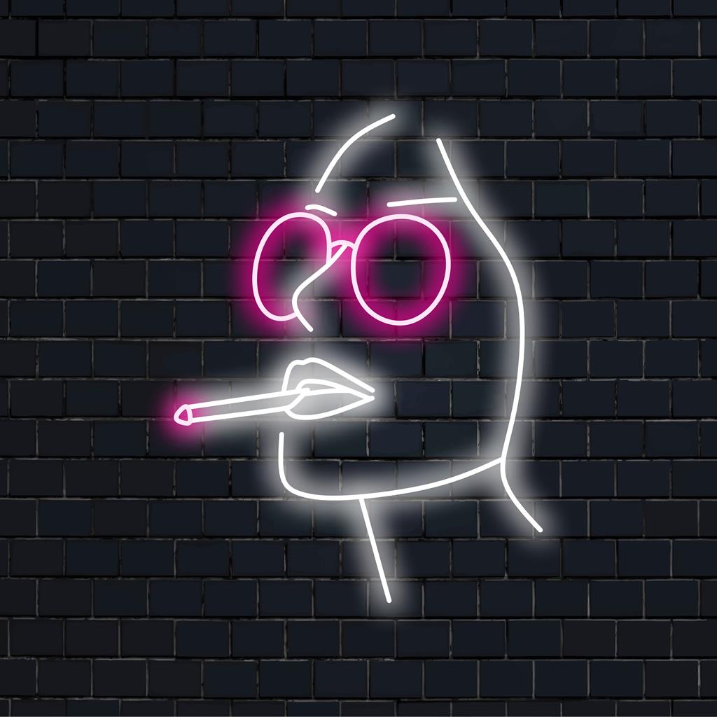 Pretty Girl Smoking Cigarette LED sign: custom neon art for unique wall decor, captures elegance and edge in a vivid glow.