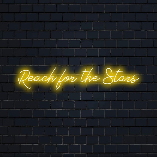 Custom LED neon sign displaying Reach For The Stars, perfect for adding a unique glow to any room or space.