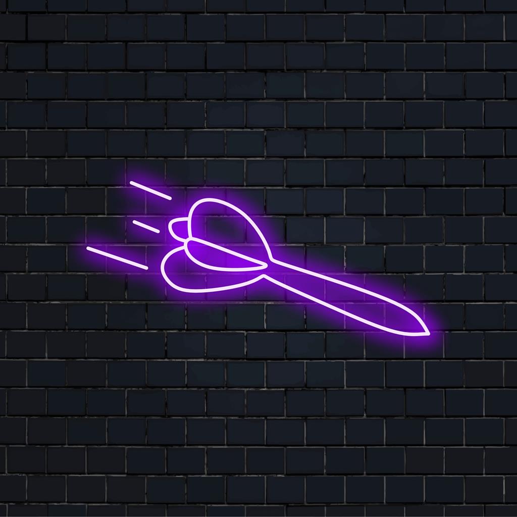 Lebendiges, individuelles LED-Neonschild für Rocket Darts, perfekt, um jedem Raum eine persönliche Note zu verleihen. Neonlichtkunst.