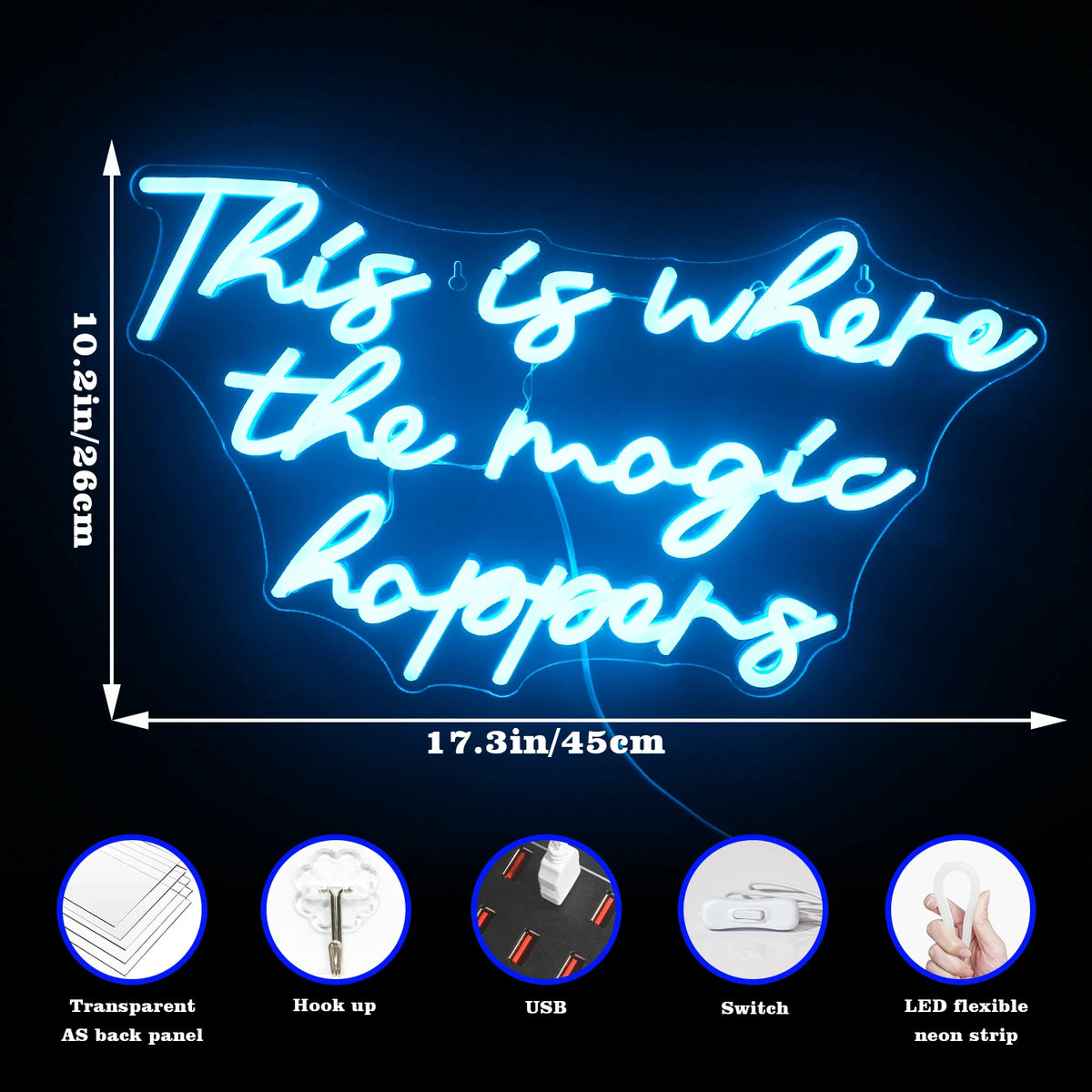 This is Where The Magic Happens – LED-Neon-Schriftzug (5 V USB)