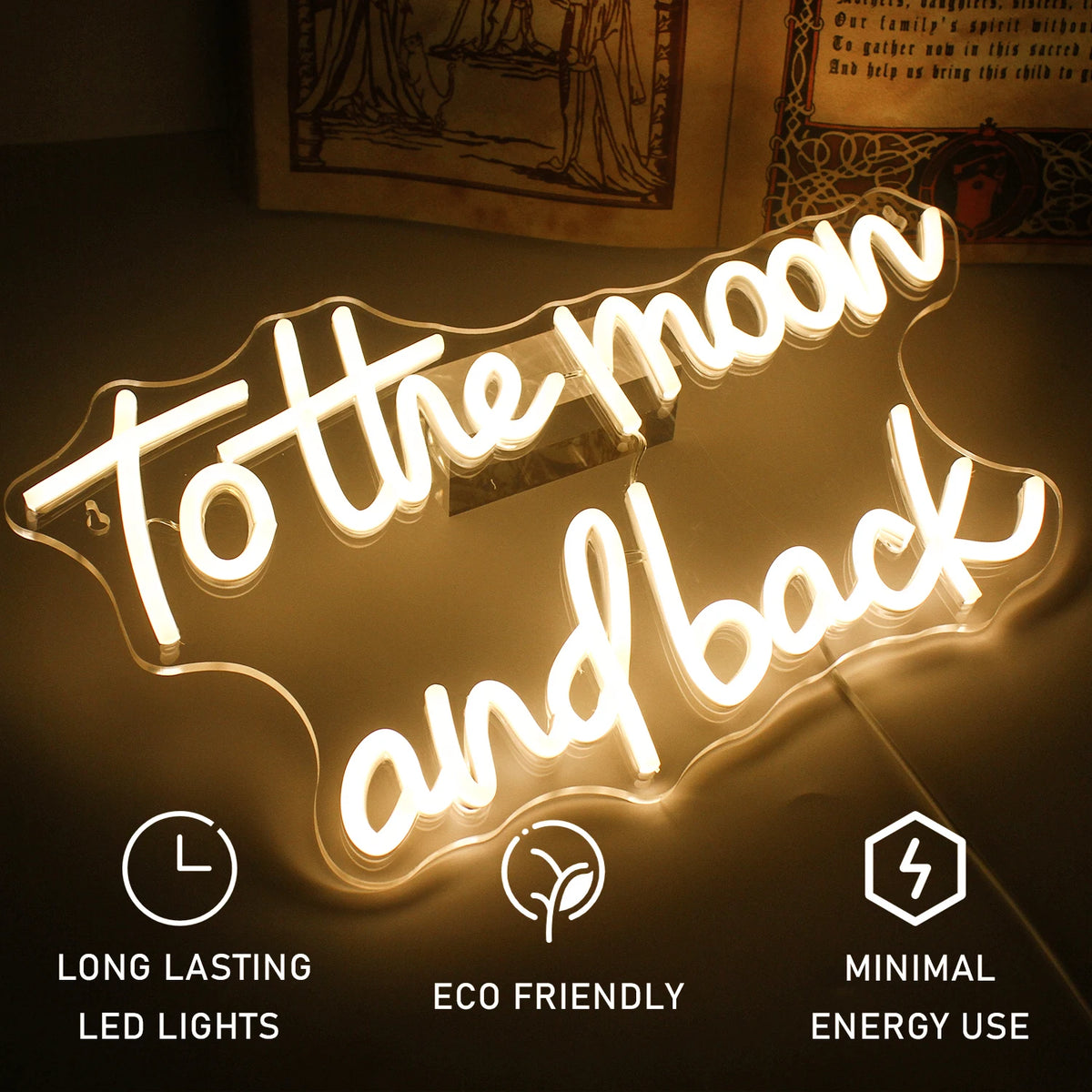 To The Moon And Back – LED-Neon-Schriftzug (5 V USB)