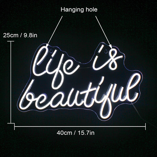 Life is Beautiful – LED-Neon-Schriftzug (5 V USB)