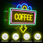 COFFEE – Rechteckiger Rahmen und Pfeil nach unten – LED-Leuchtschild (5 V USB)