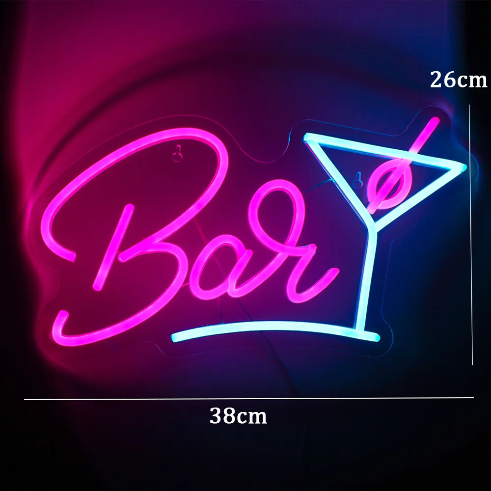 Bar – Cocktailglas – LED-Leuchtschild (5 V USB)