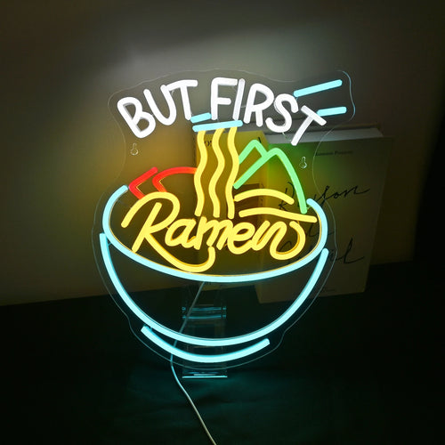 BUT FIRST Ramen – Ramenschale und Essstäbchen – LED-Leuchtschild (5 V USB)