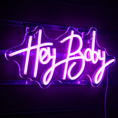 Hey Baby 5V Mini USB LED Neon Sign - Budget Friendly