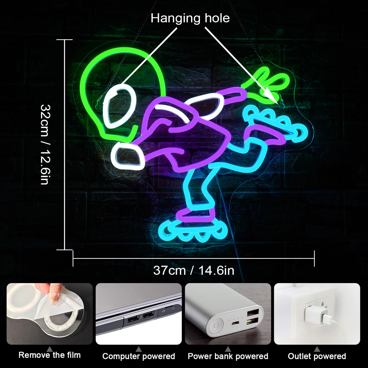 Alien 5V USB LED Leuchtschild - Preiswert