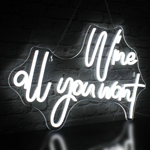 Wine all you want – LED-Leuchtschild (5 V USB)