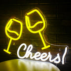 Cheers! – Anstoßende Weingläser – LED-Leuchtschild (5 V USB)