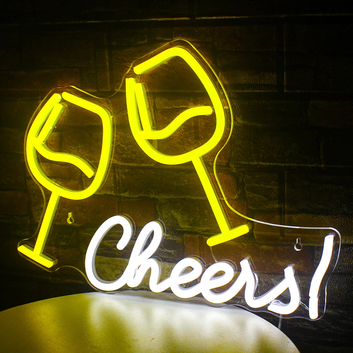 Cheers! – Anstoßende Weingläser – LED-Leuchtschild (5 V USB)
