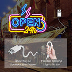 24 Hours Open 5V USB LED Neon Sign - Budget Friendly
