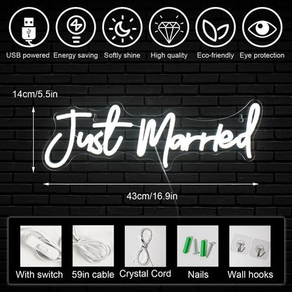 Just Married 5V USB LED Leuchtschild - Preiswert