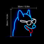 Hund mit Brille – LED-Neonschild (5 V USB)