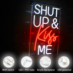 Shut Up & Kiss Me – LED-Neon-Schriftzug (5 V USB)