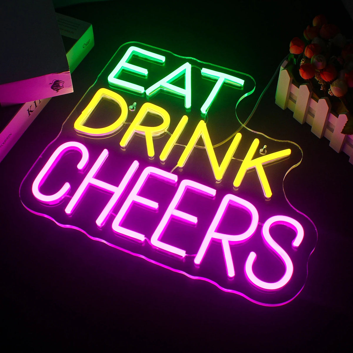 Eat Drink Cheers – LED-Leuchtschild (5 V USB)