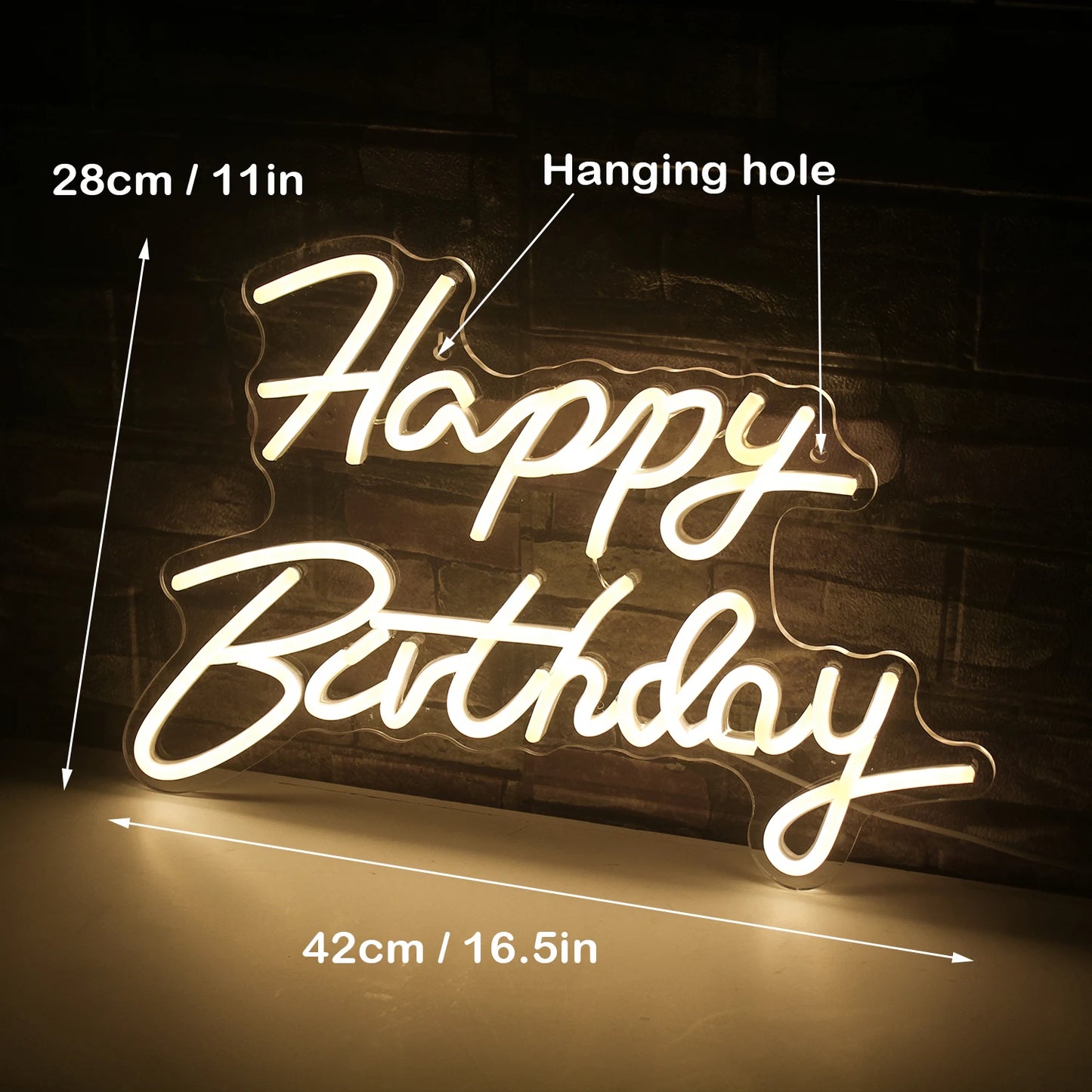 Happy Birthday 5V Mini USB LED Neon Sign - Budget Friendly