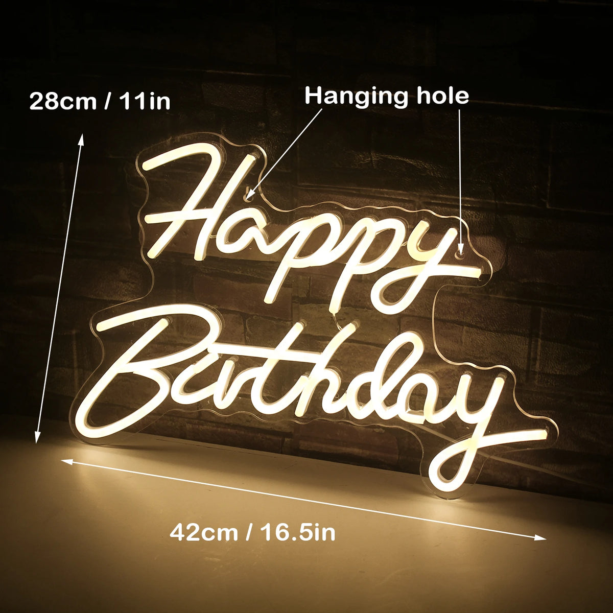 Happy Birthday 5V USB LED Neon Sign - Budget Friendly
