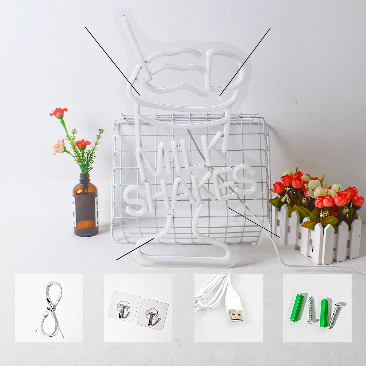 Milk Shakes 5V USB LED Neon Sign - Budget Friendly