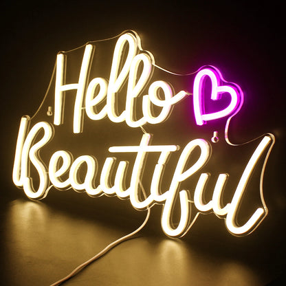 Hello Beautiful 5V Mini USB LED Neon Sign - Budget Friendly