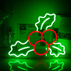 Ein leuchtendes LED-Neonschild in Form einer traditionellen Weihnachtsstechpalme.