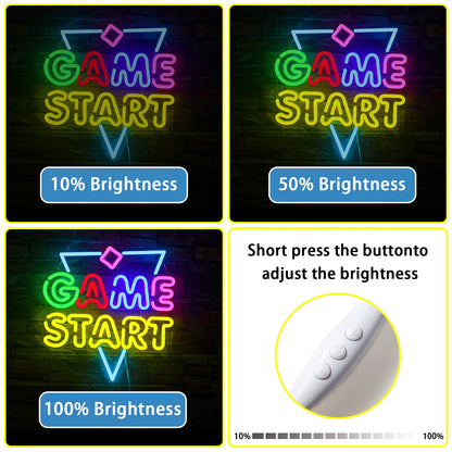 Game Start 5V Mini USB LED Neon Sign - Budget Friendly