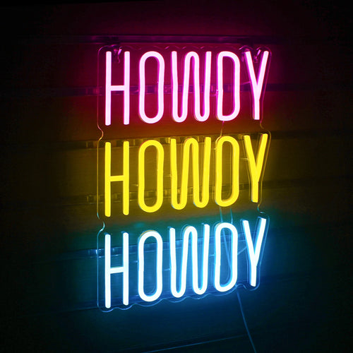 HOWDY HOWDY HOWDY – LED-Neon-Schriftzug (5 V USB)