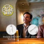 Craft BEER – Bierglas mit rundem Rand – LED-Leuchtschild (5 V USB)
