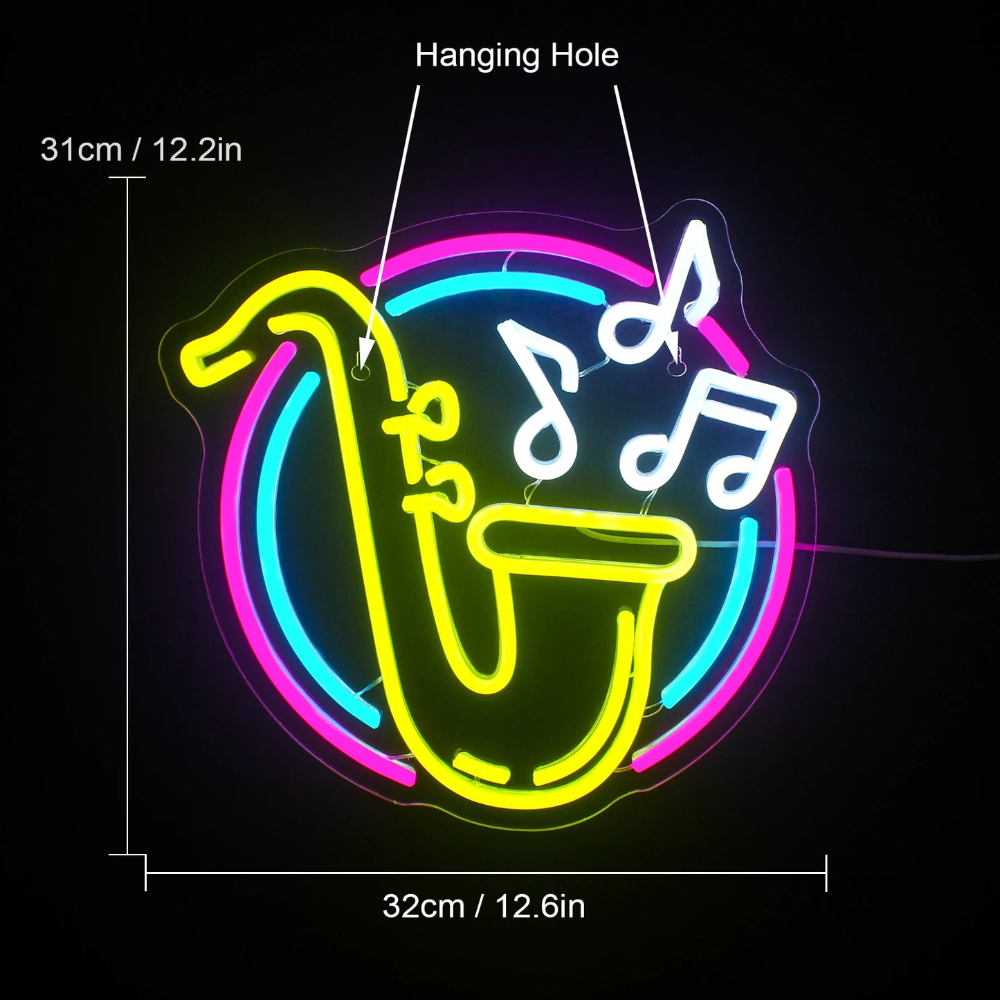 Saxophone 5V Mini USB LED Neon Sign - Budget Friendly