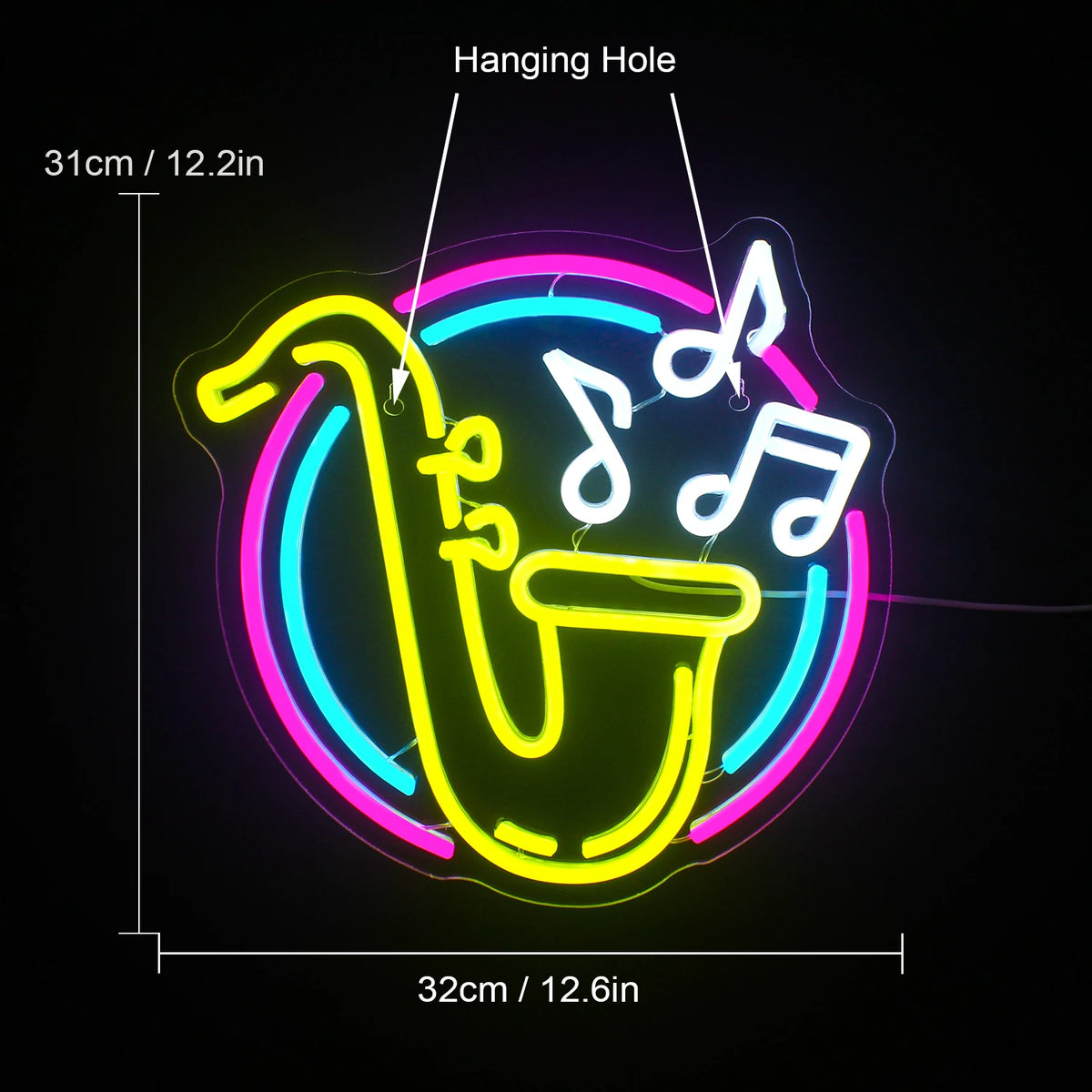 Saxofon – LED-Neonschild (5 V USB)