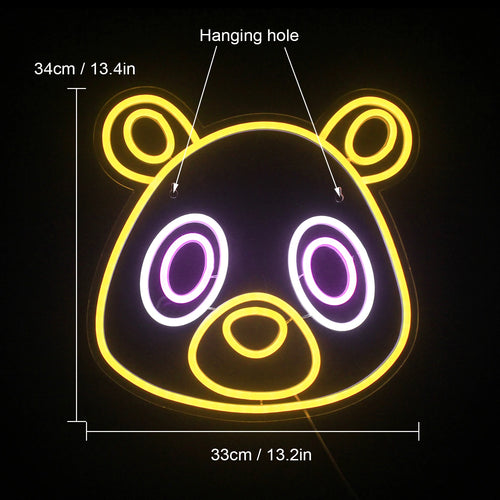 Bär im Anime-Stil – LED-Neonschild (5 V USB)