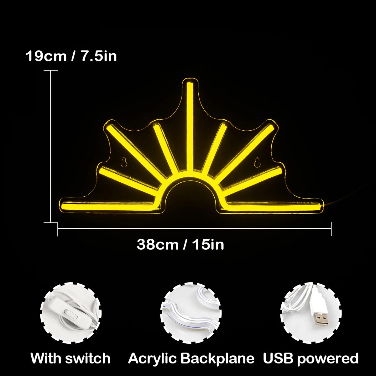 Sonne – LED-Neonschild (5 V USB)